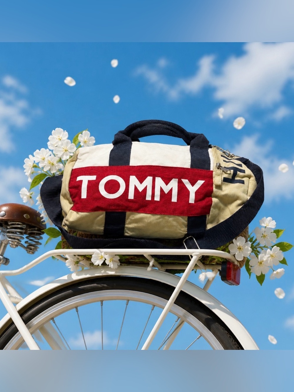 Tommy Hilfiger Navy, Red & Beige Canvas Travel Tote